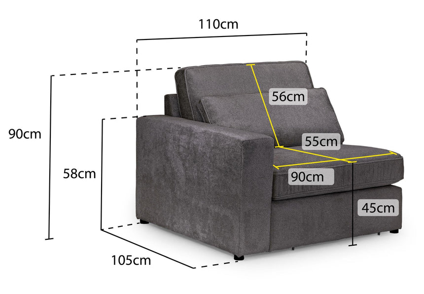 Kiana Ivory Fabric Left Hand Facing Modular Arm Chair-4
