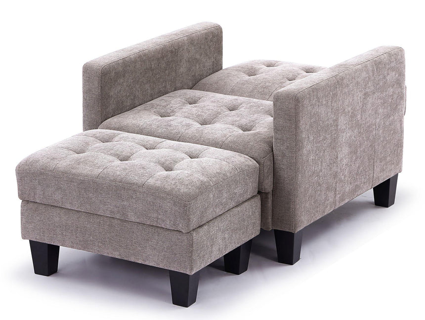 Halia Beige Fabric Click Clack Chair Bed-3