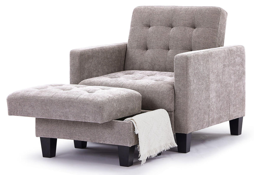 Halia Beige Fabric Click Clack Chair Bed-4