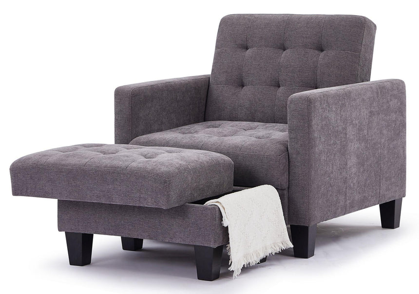 Halia Dark Grey Fabric Click Clack Chair Bed-4