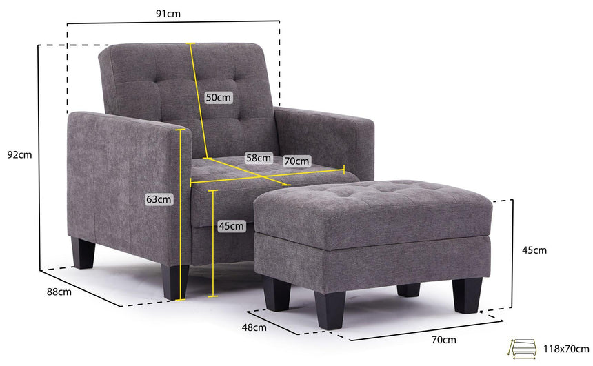 Halia Dark Grey Fabric Click Clack Chair Bed-8