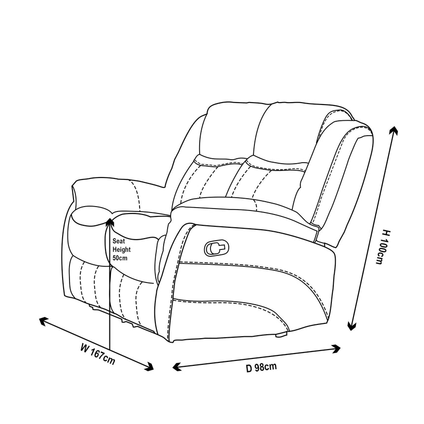 Hilbert Brown Leather Look Fabric 2 Seater Recliner Sofa-10