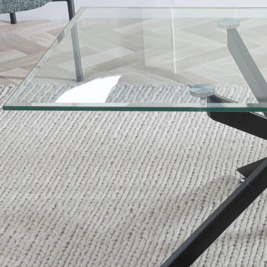 Clearance - Chopstick Clear Glass Coffee Table with Black Metal Legs-5