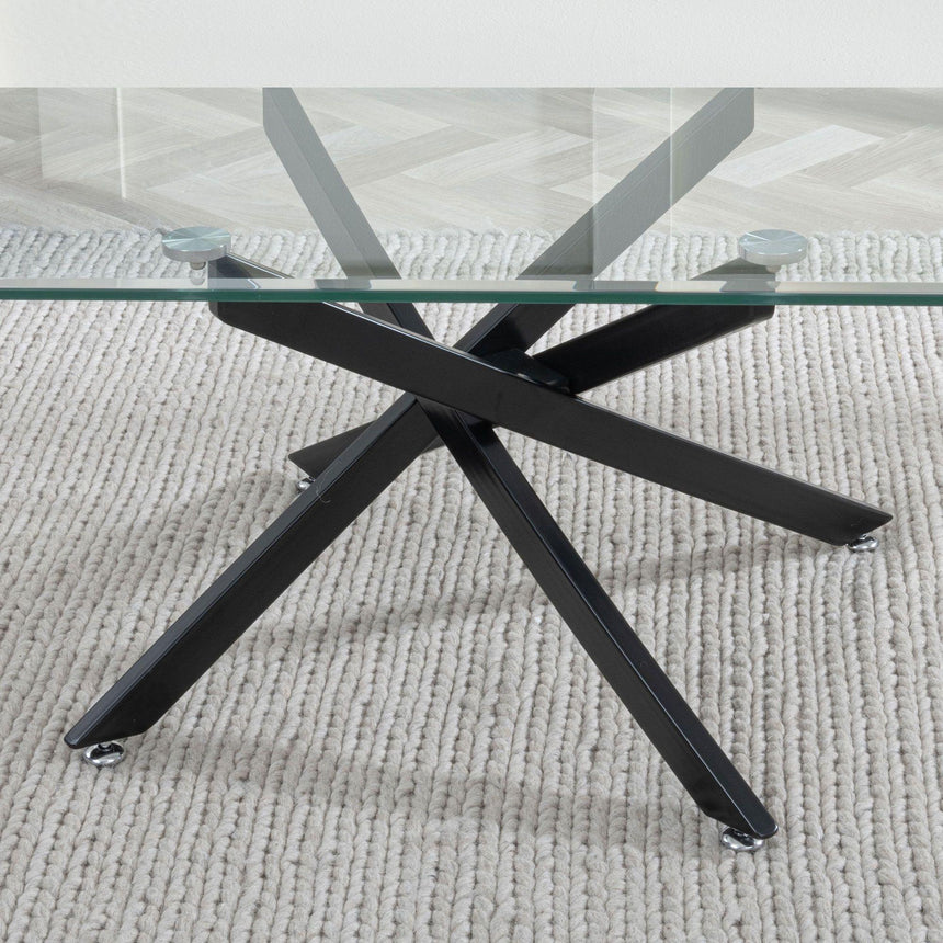 Clearance - Chopstick Clear Glass Coffee Table with Black Metal Legs-6