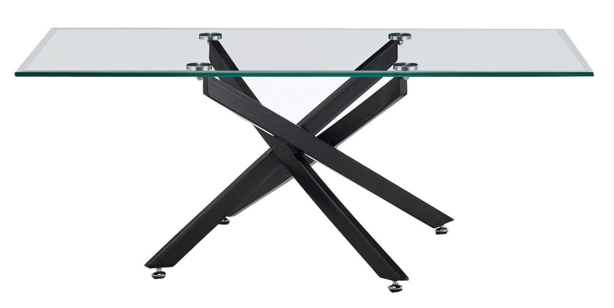 Clearance - Chopstick Clear Glass Coffee Table with Black Metal Legs-7