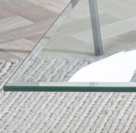 Clearance - Chopstick Clear Glass Square Side Table with Black Metal Legs-2