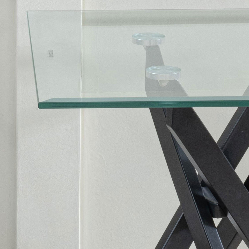 Clearance - Chopstick Clear Glass Square Side Table with Black Metal Legs-5