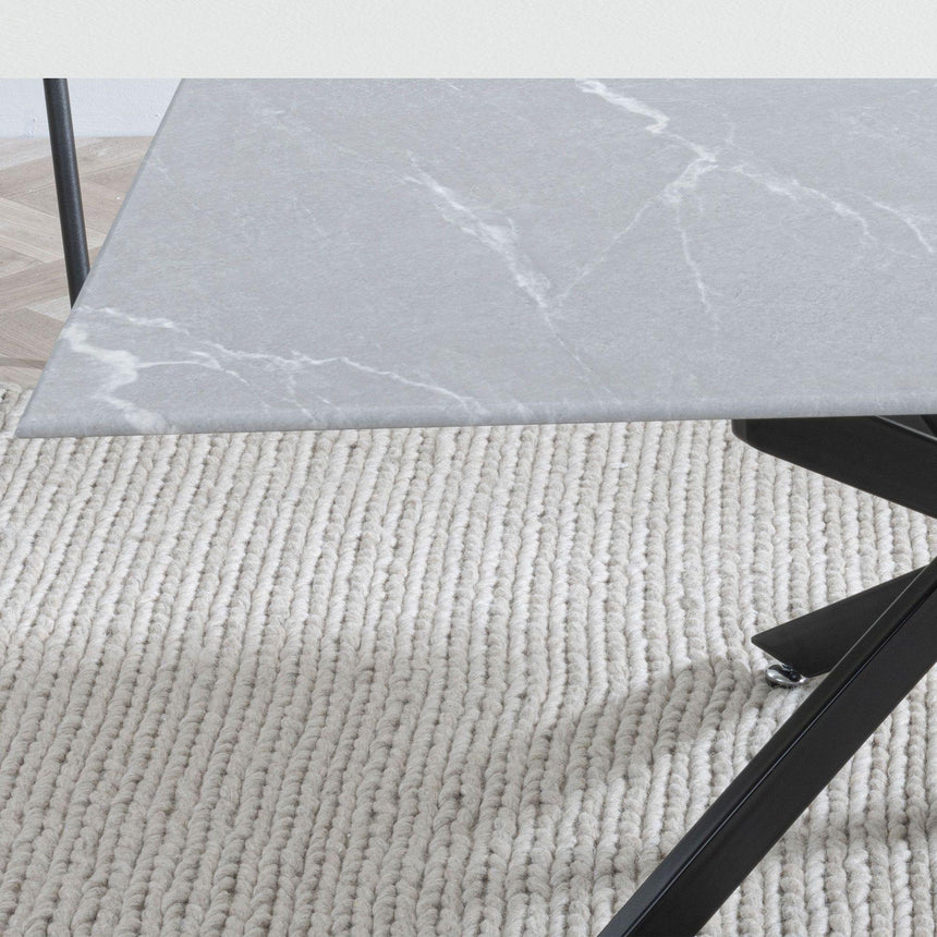 Clearance - Chopstick Grey Glass Coffee Table with Black Metal Legs-2