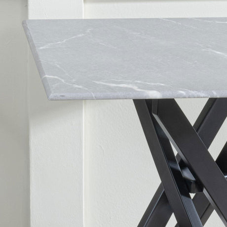 Clearance - Chopstick Grey Glass Square Side Table with Black Metal Legs-2