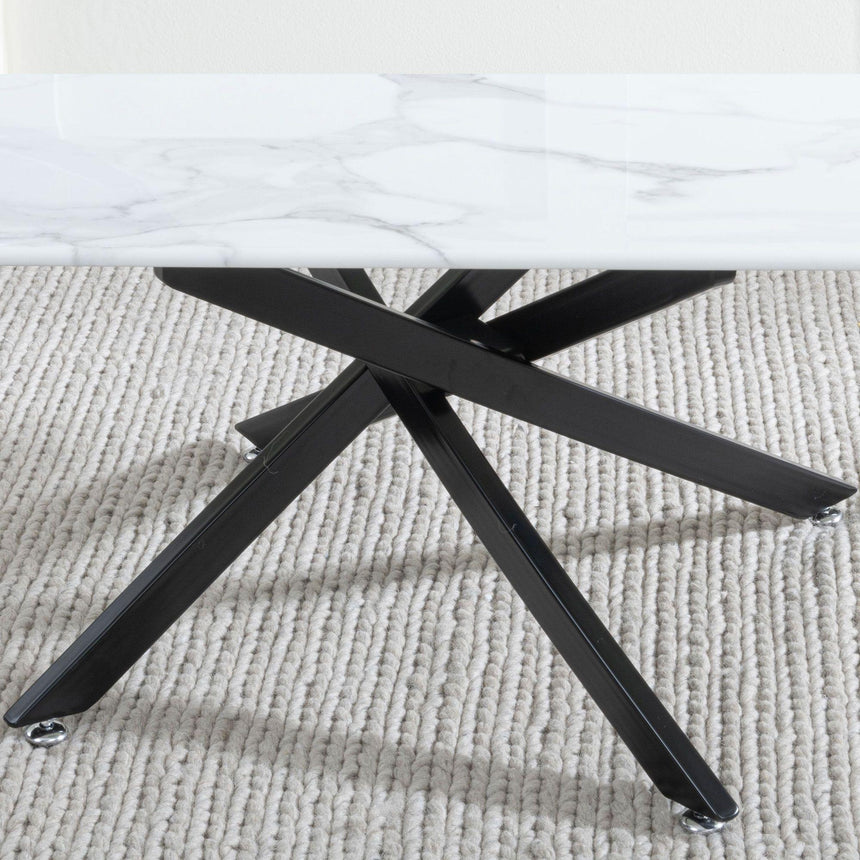 Clearance - Chopstick White Glass Coffee Table with Black Metal Legs-5