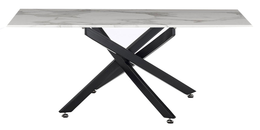 Clearance - Chopstick White Glass Coffee Table with Black Metal Legs-6