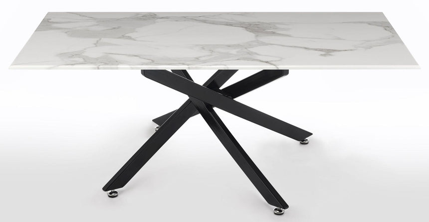 Clearance - Chopstick White Glass Coffee Table with Black Metal Legs-7