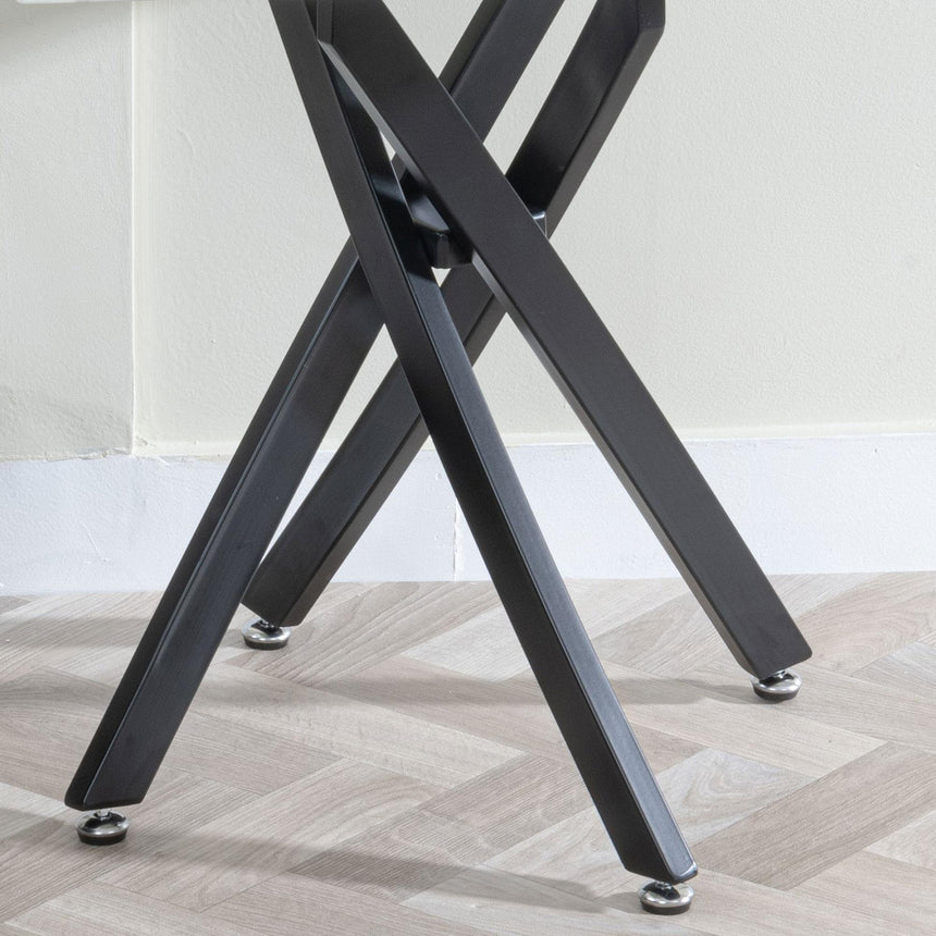 Clearance - Chopstick White Glass Square Side Table with Black Metal Legs-5