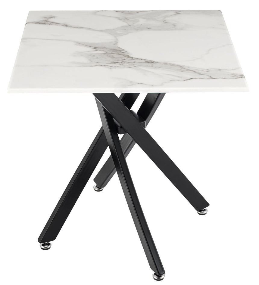 Clearance - Chopstick White Glass Square Side Table with Black Metal Legs-8