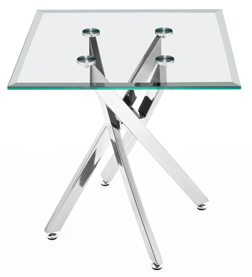 Clearance - Chopstick Clear Glass Square Side Table with Chrome Metal Legs-6