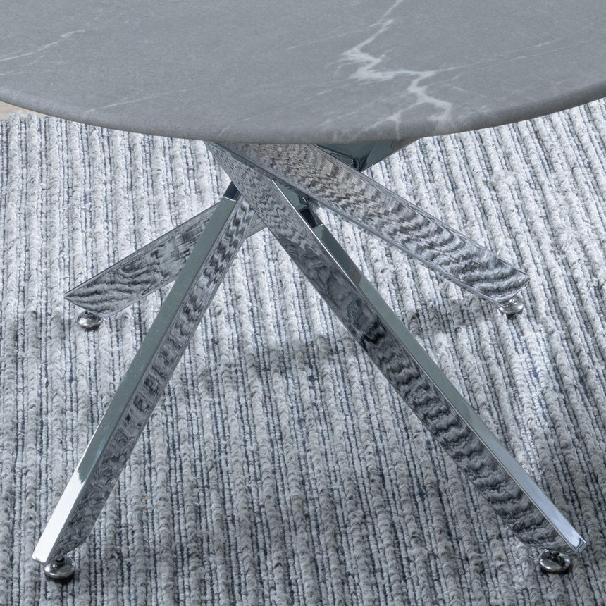 Clearance - Chopstick Grey Glass Round Coffee Table with Chrome Metal Legs-6