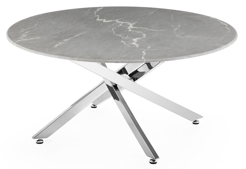 Clearance - Chopstick Grey Glass Round Coffee Table with Chrome Metal Legs-8