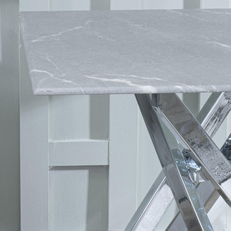 Clearance - Chopstick Grey Glass Square Side Table with Chrome Metal Legs-2