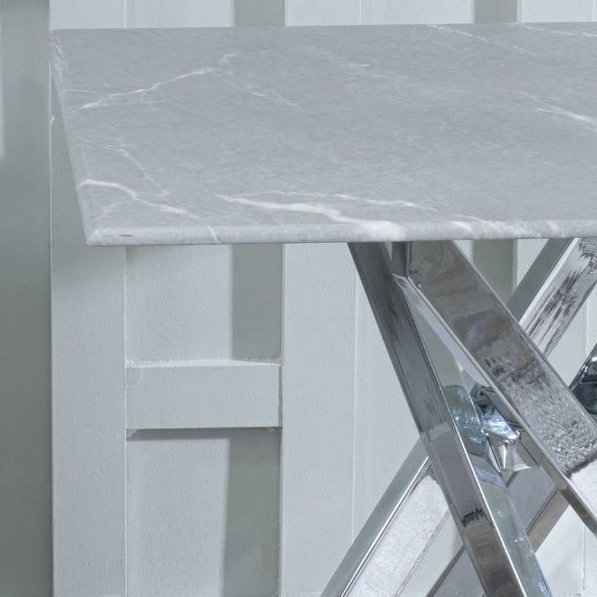 Clearance - Chopstick Grey Glass Square Side Table with Chrome Metal Legs-4
