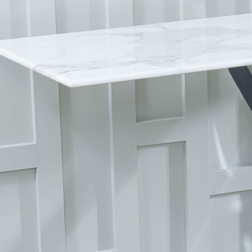 Clearance - Chopstick White Glass Console Table with Chrome Metal Legs-5