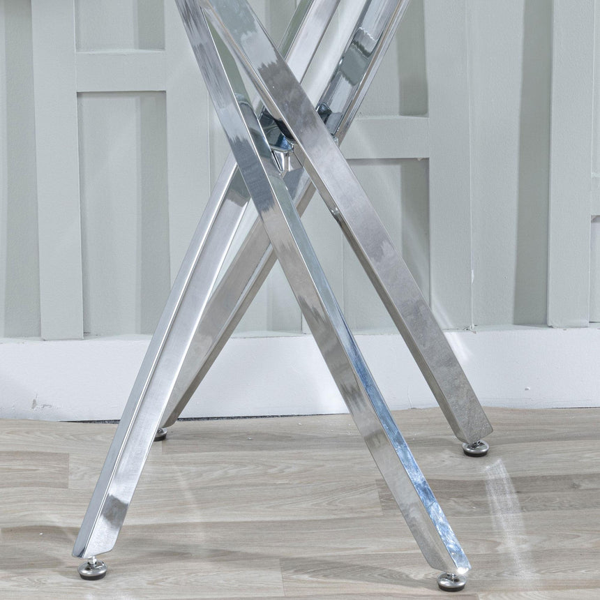 Clearance - Chopstick White Glass Console Table with Chrome Metal Legs-6