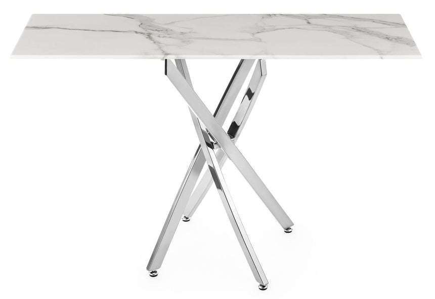 Clearance - Chopstick White Glass Console Table with Chrome Metal Legs-8