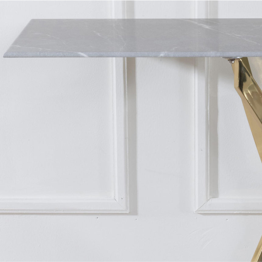 Clearance - Chopstick Grey Glass Console Table with Gold Metal Legs-6