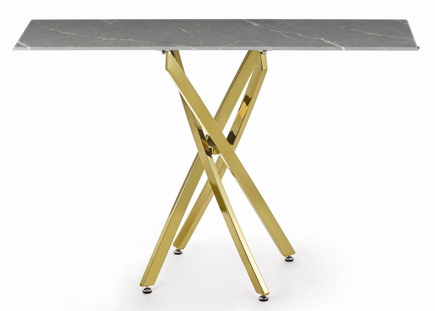 Clearance - Chopstick Grey Glass Console Table with Gold Metal Legs-8