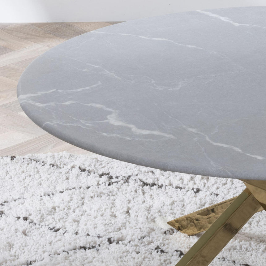 Clearance - Chopstick Grey Glass Round Coffee Table with Gold Metal Legs-2