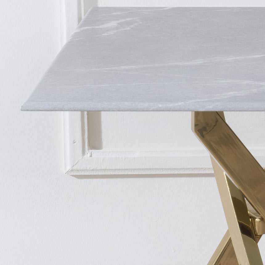 Clearance - Chopstick Grey Glass Square Side Table with Gold Metal Legs-2