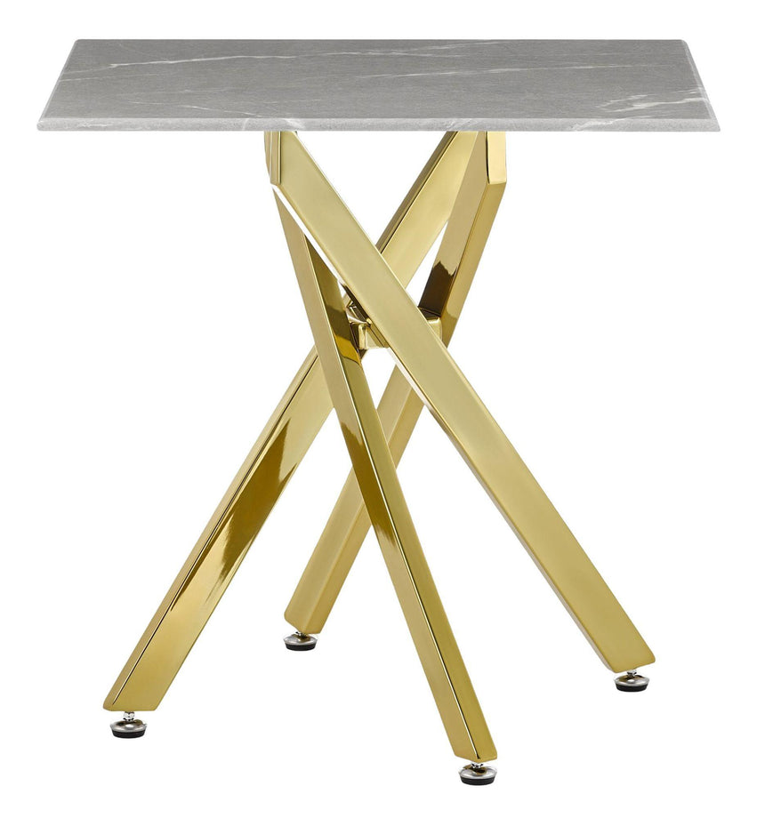 Clearance - Chopstick Grey Glass Square Side Table with Gold Metal Legs-5