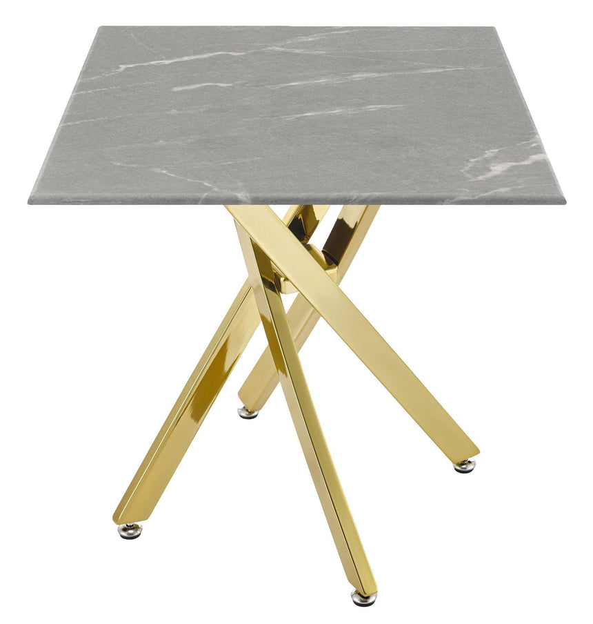 Clearance - Chopstick Grey Glass Square Side Table with Gold Metal Legs-6