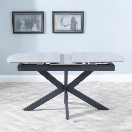 Bari 4-6 Seater Grey Ceramic Extending Dining Table with Black Star Base - 140cm-180cm-2