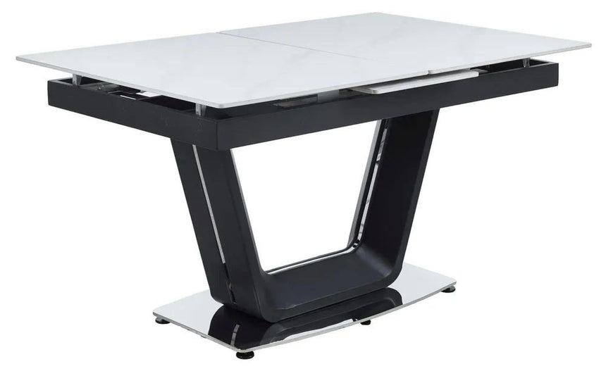 Alpha 4-6 Seater White Ceramic Extending Dining Table with Black Base - 140cm-180cm-9