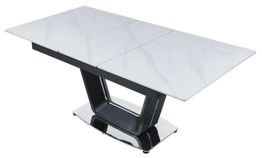 Alpha 4-6 Seater White Ceramic Extending Dining Table with Black Base - 140cm-180cm-10