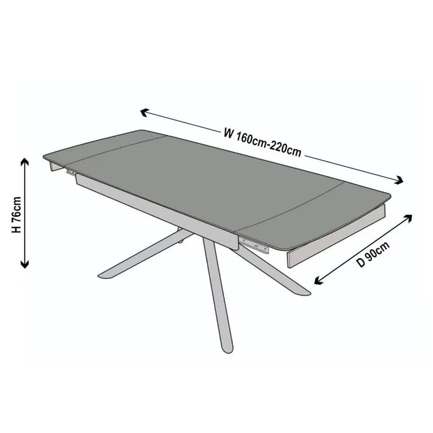 Apollo 6-8 Seater White Ceramic Extending Dining Table with Black Base - 160cm-220cm-12