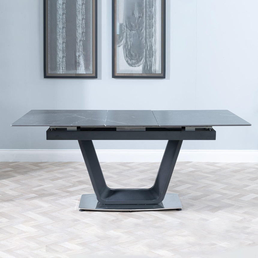 Alpha 4-6 Seater Black Ceramic Extending Dining Table - 140cm-180cm-3