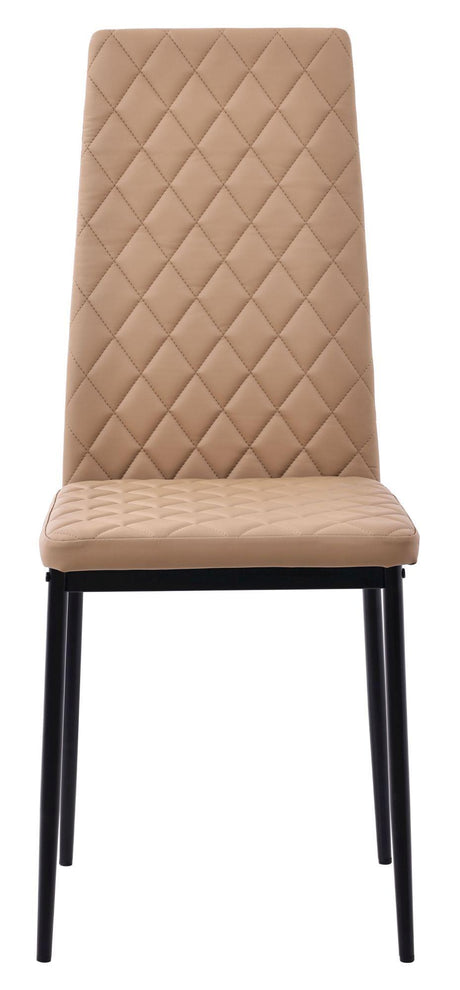 Clearance - Metro Dining Chairs in Cappuccino Colour Leather and Black Metal Legs-2