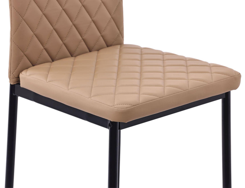 Clearance - Metro Dining Chairs in Cappuccino Colour Leather and Black Metal Legs-9