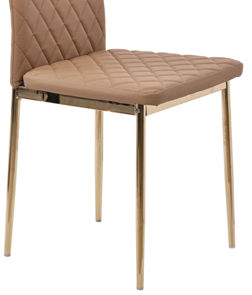 Clearance - Metro Dining Chairs in Cappuccino Colour Leather and Gold Metal Legs-15