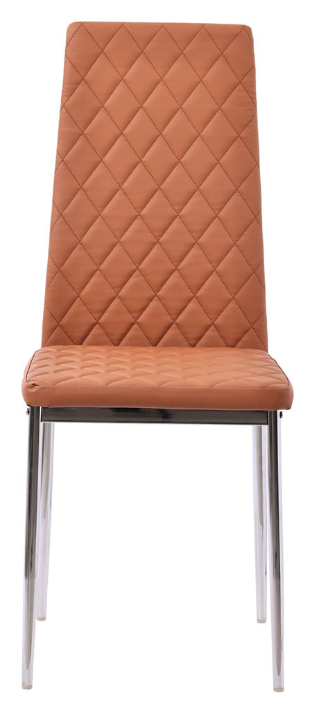Clearance - Metro Dining Chairs in Burnt Orange Colour Leather and Chrome Metal Legs-2
