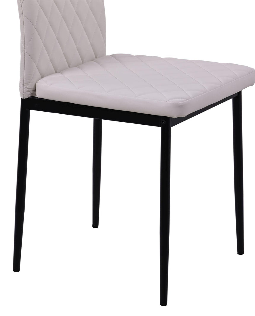 Clearance - Metro Dining Chairs in White Colour Leather and Black Metal Legs-13