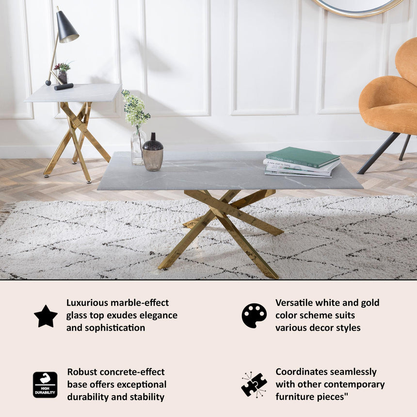 Chopstick Grey Glass Coffee Table with Gold Metal Legs-7