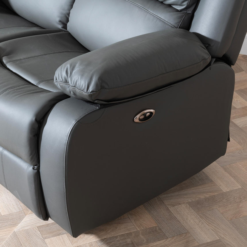 London Grey Leather Recliner Sofa Set-10