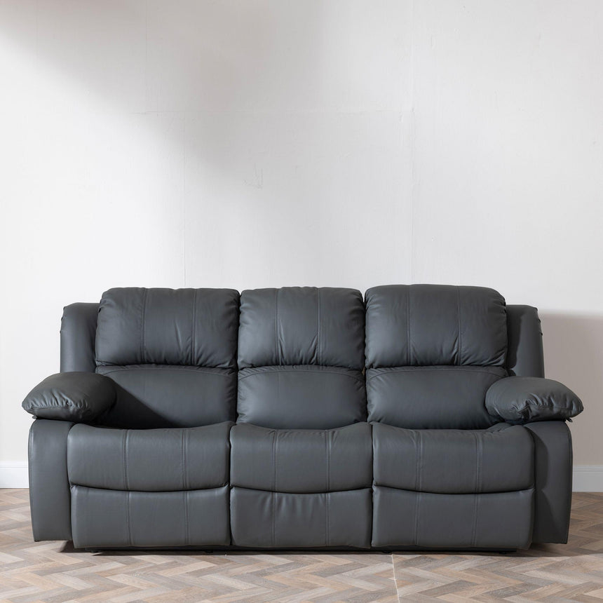 London Grey Leather Recliner Sofa Set-2