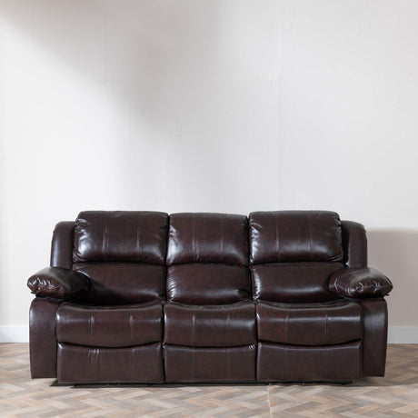 London Burgundy Leather Recliner Sofa Set-2