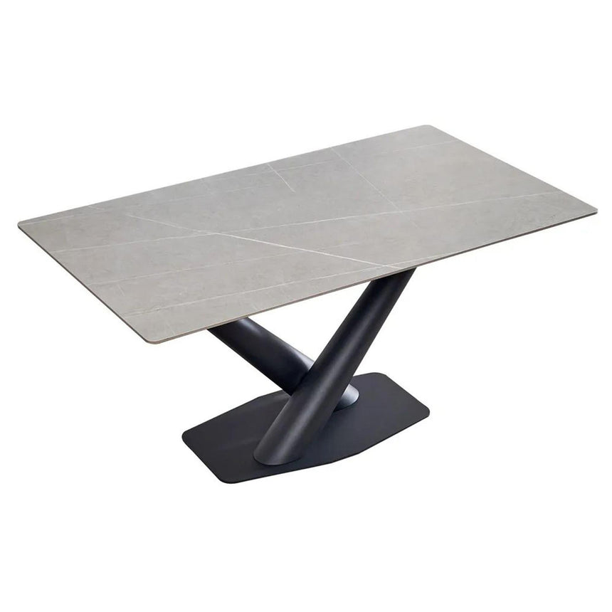 Maldon 6 Seater Grey Ceramic Dining Table with Black V Base - 160cm-7