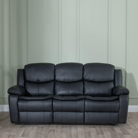 Berlin Black Leather Recliner Sofa Set-2