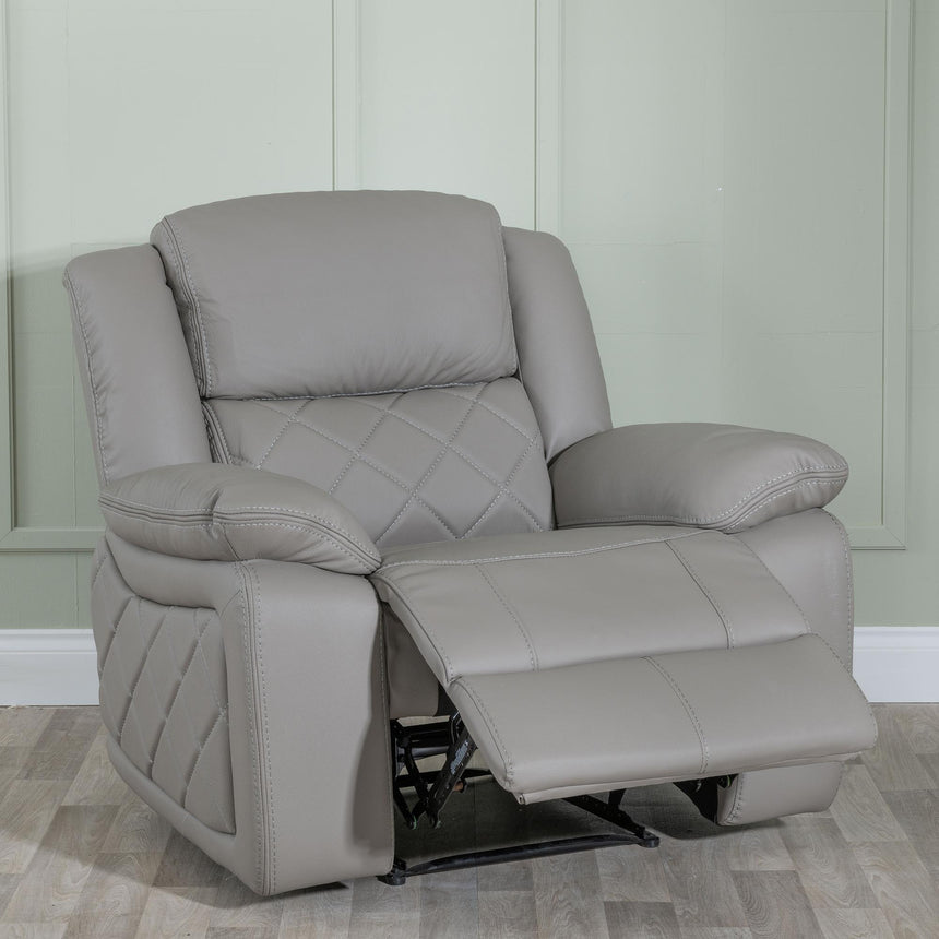 Bentley Light Grey Leather Recliner Armchair-4