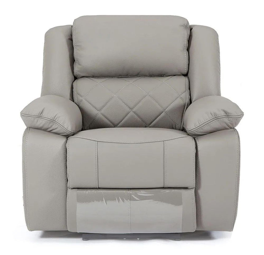 Bentley Light Grey Leather Recliner Armchair-8